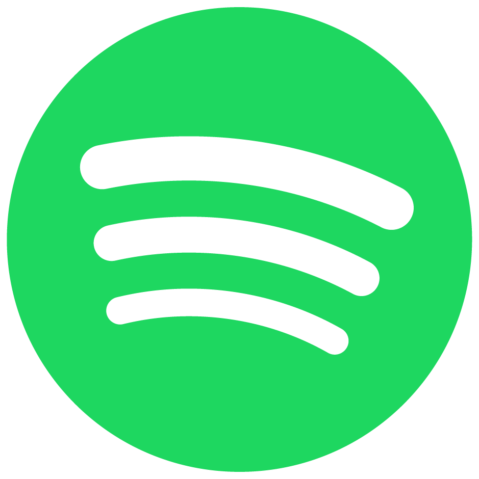 'Spotify' logo, green circle with transparent sonar-lines in the middle.