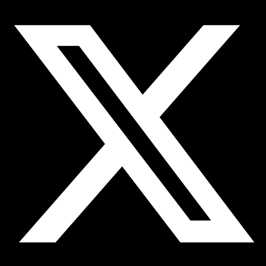 'X' logo, white X with transparent background.