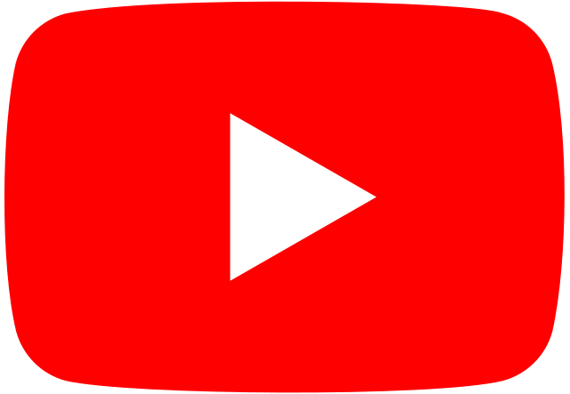 'YouTube' logo, red rounded-edge rectangle with white right-pointing triangle in the center.